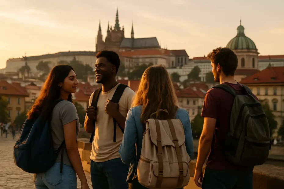 pros and cons of studying abroad students exploring